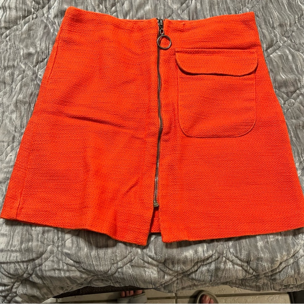 Topshop Vibrant Orange Textured Skirt